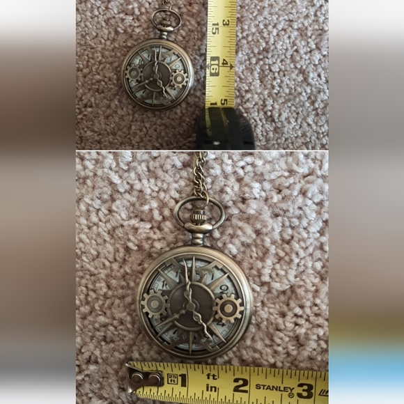 New Steampunk gears quartz pocket watch - Picture 3 of 5